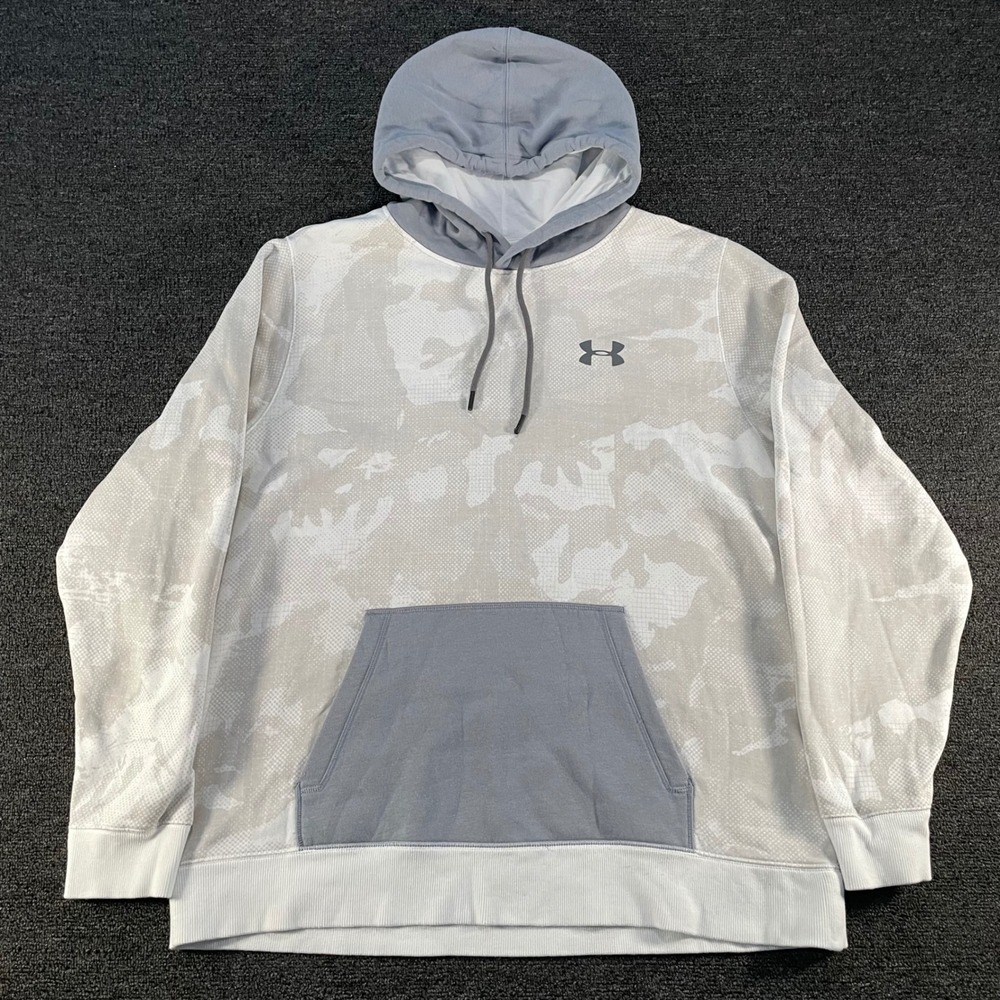 Under Armour Hoodie Mens XL White Grey Good Camo Rival Fleece 1280759